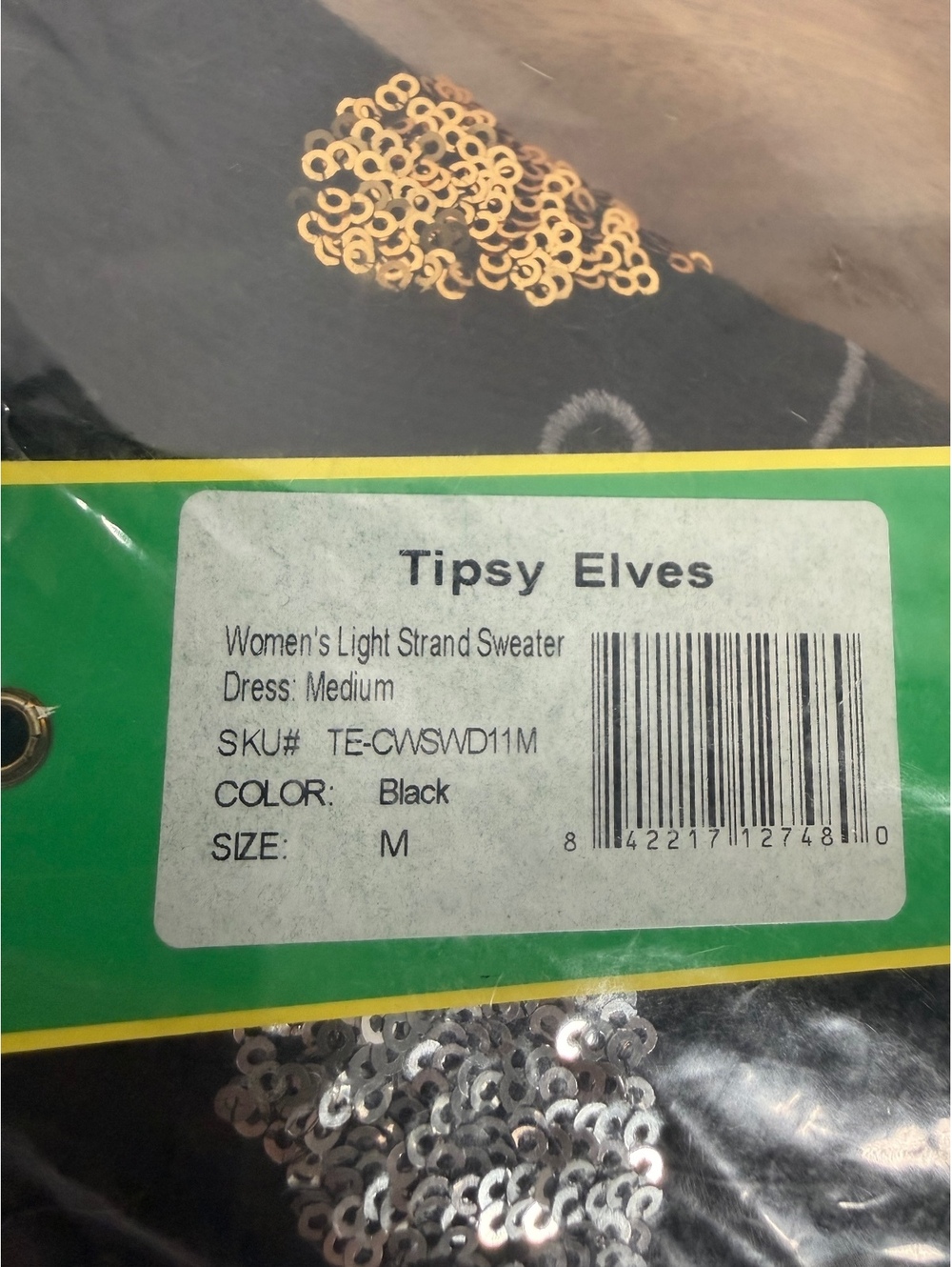 NWT Tipsy Elves Women's Christmas Light Strand Sequin Sweater Dress Size Medium - Picture 7 of 10